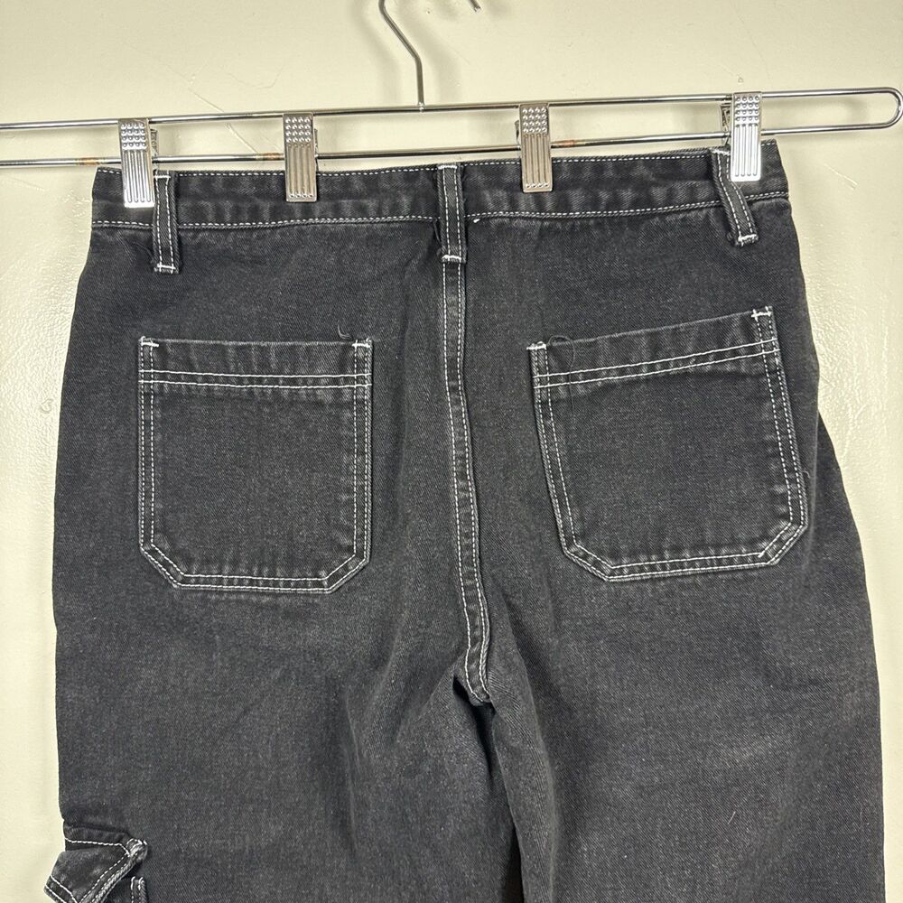 Romwe Grunge Punk Plus Letter & Skull Print Flap Pocket Side Cargo Pants Size 6 - Picture 5 of 12